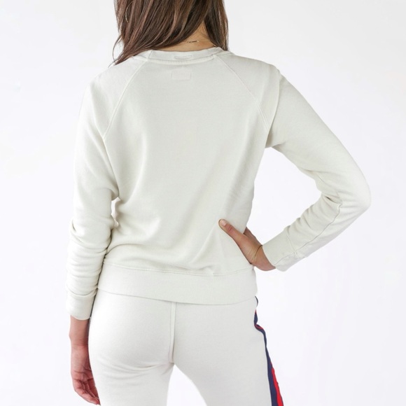 MOTHER cream red blue THE SQUARE OUT OF YOUR LEAGUE LA round neck SWEATSHIRT - Picture 2 of 11